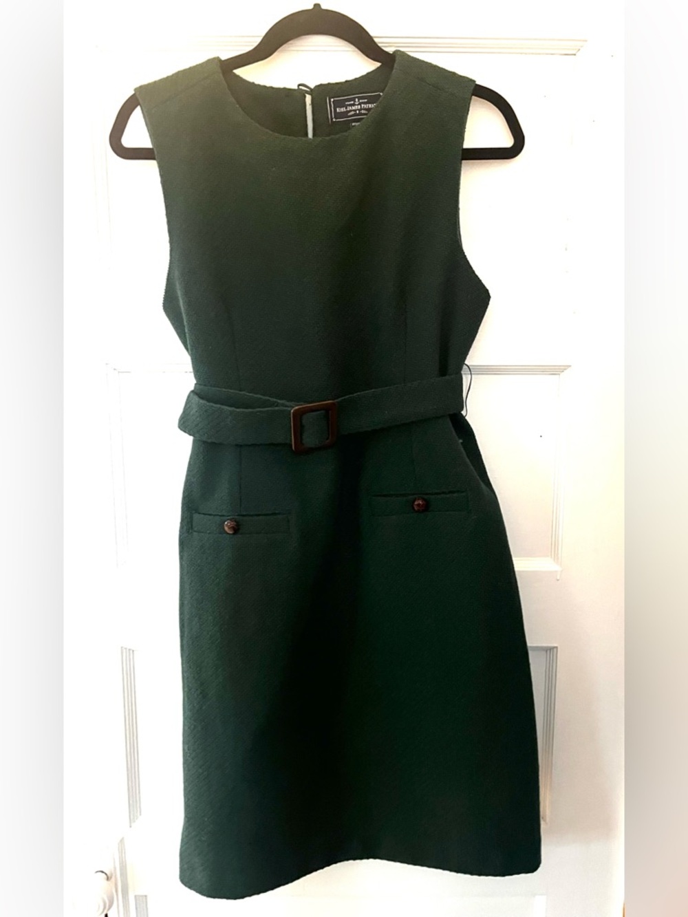 Kiel James Patrick Forest Green Sleeveless Belted Midi Dress